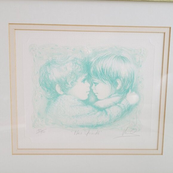 Art By Mary Vickers "New Friends" Lithograph Pencil Signed Glass Framed 182/500 - Picture 2 of 10